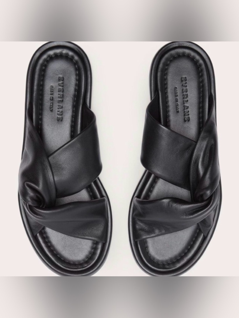 Everlane Black Knotted Leather Slide Sandals - Picture 2 of 10